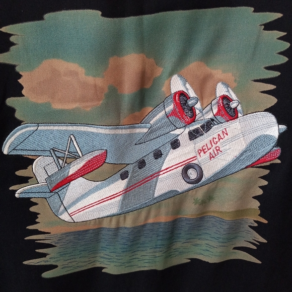 Tori Richard Other - Tori Richard 100% Silk Embroidered Pelican Air Plane Hawaiian Shirt